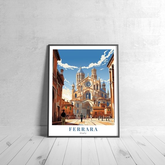 Ferrara Vintage Travel Poster Retro Italy Art Print Colorful Home Decor Wall Unique Gift
