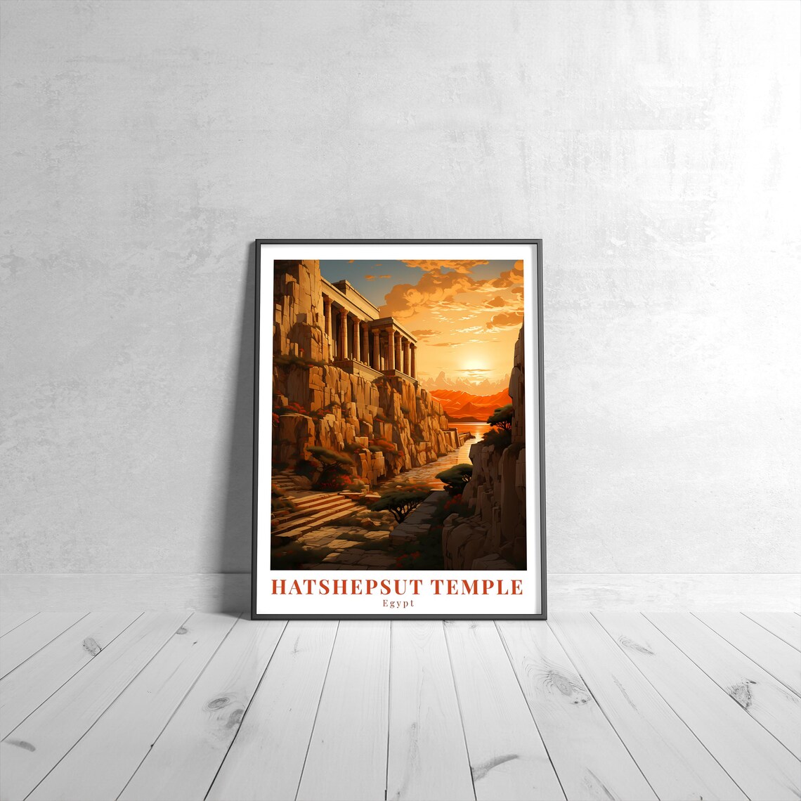 Hatshepsut Temple Vintage Travel Poster, Egypt