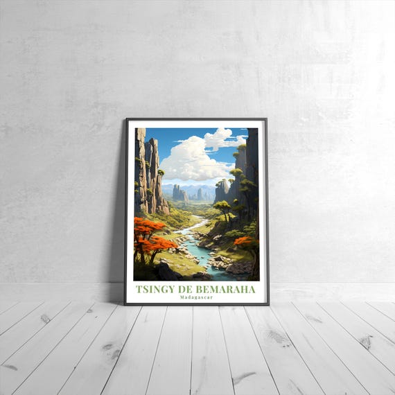 Tsingy De Bemaraha Vintage Travel Poster Retro Madagascar Art Print Colorful Home Decor Wall Unique Gift