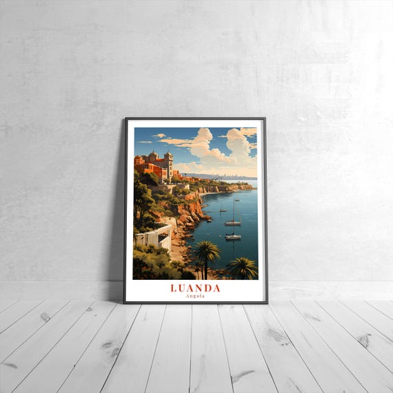 Luanda Vintage Travel Poster Retro Angola Art Print Colorful Home Decor Wall Unique Gift