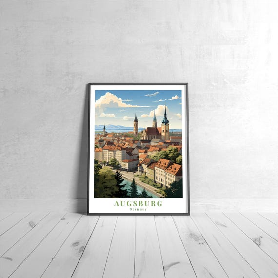 Augsburg Vintage Travel Poster Retro Germany Art Print Colorful Home Decor Wall Unique Gift