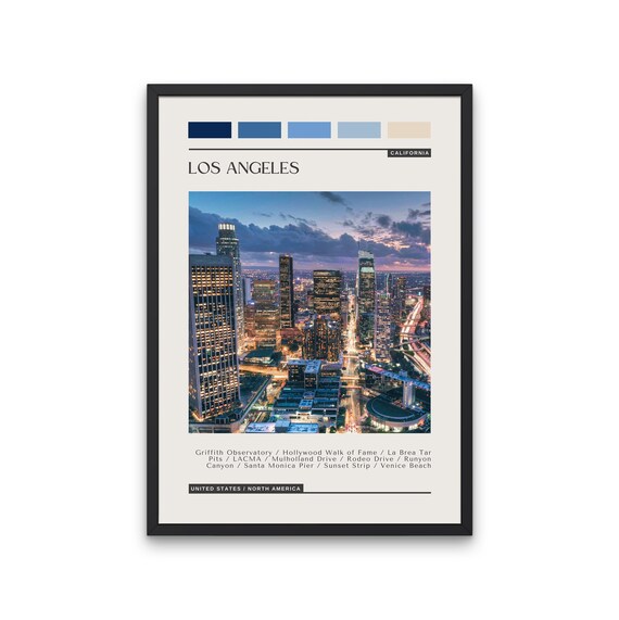 Los Angeles Downtown Skyline Dusk California Travel Photography Poster