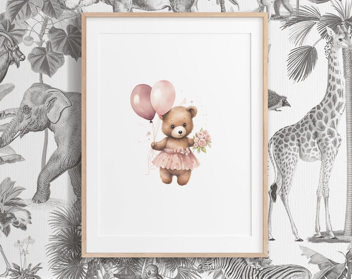 Boho Teddy Bear Children Wall Decor Art Print
