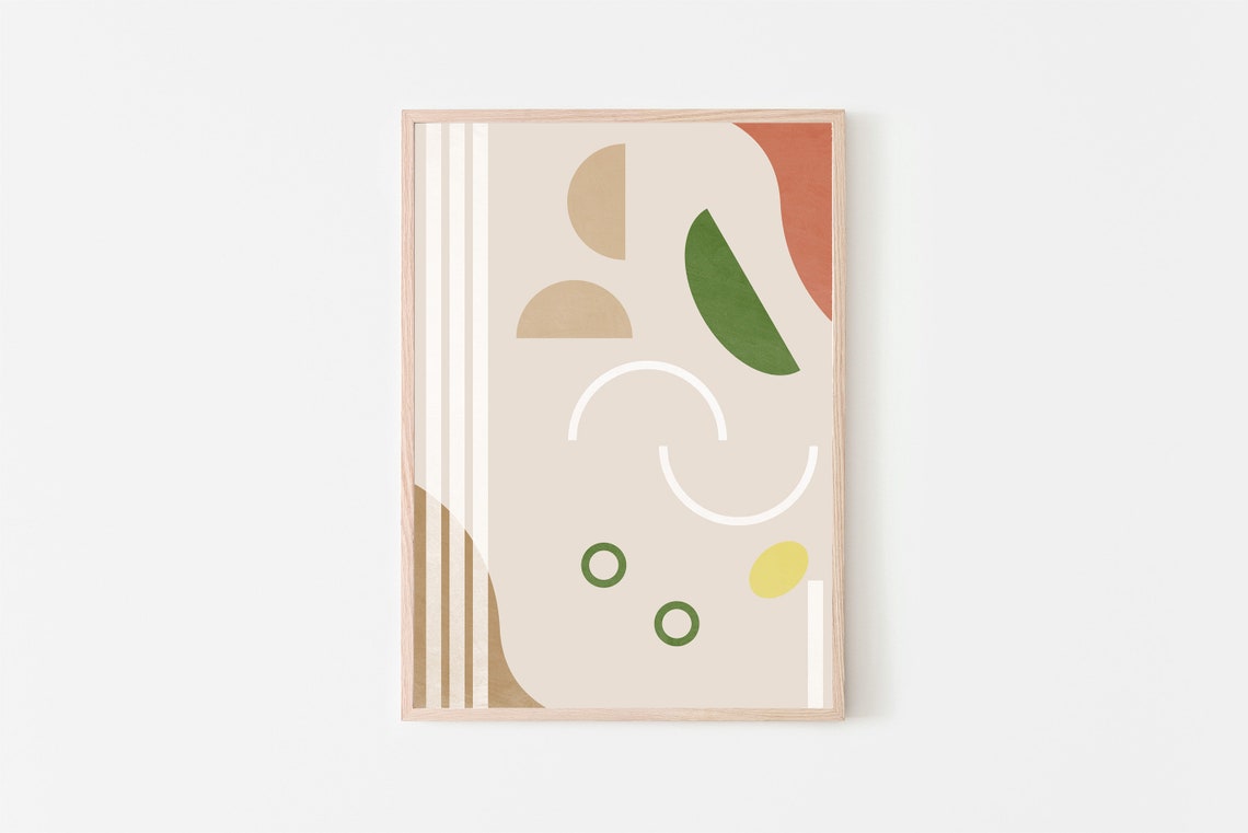 Abstract Geometric Shapes Earth Tone Minimalist Mid Century Poster