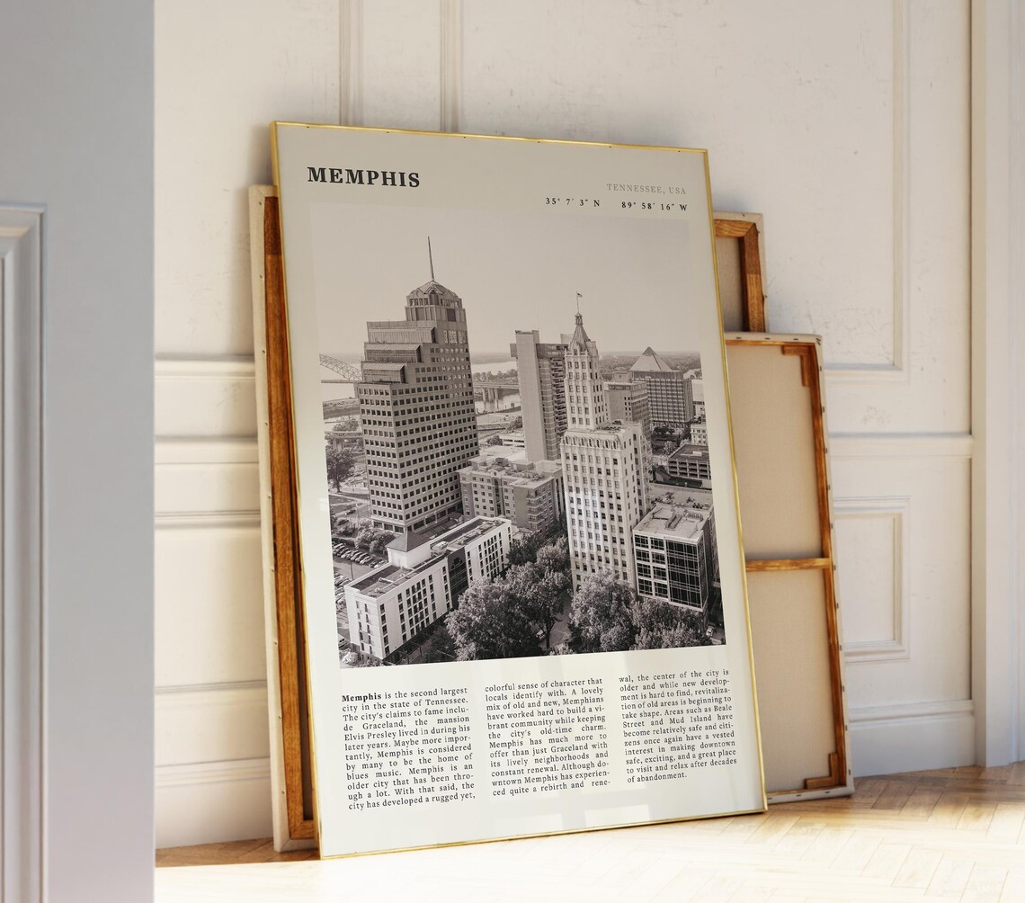 Memphis Vintage Tennessee Skyline Poster Print