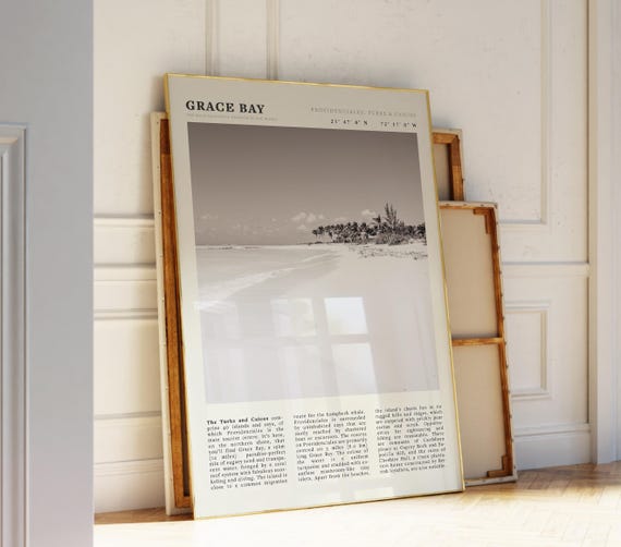 Grace Bay Turks Caicos Print Tropical Coast Wall Art Perfect Poster Gift For Beach Lovers