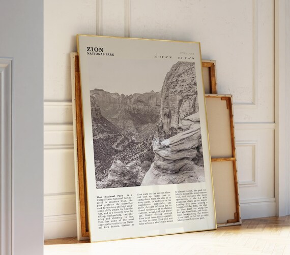 Zion Vintage Utah Canyon Poster Print