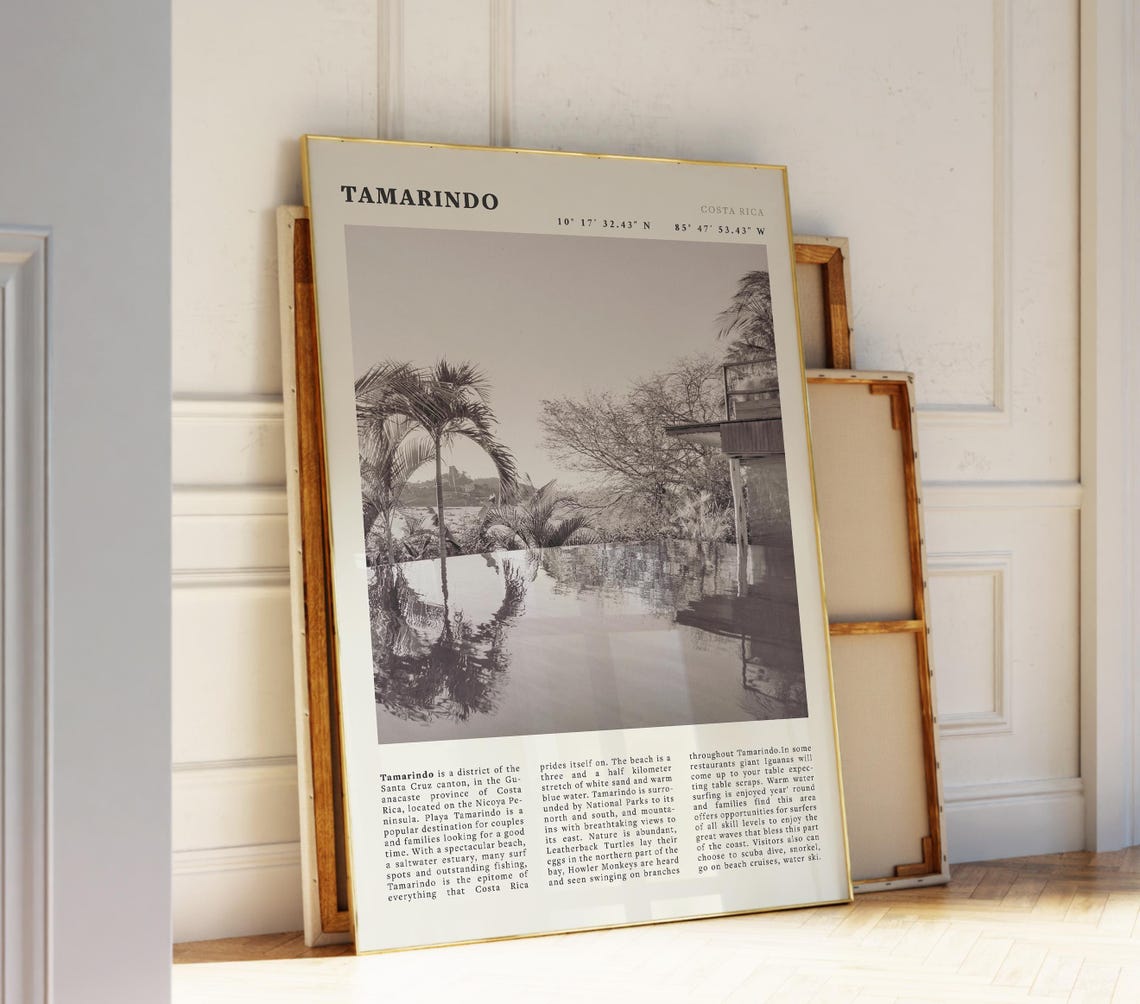 Tamarindo Black White Poster Vintage Costa Rica Ideal Gift For Ocean Dreamers
