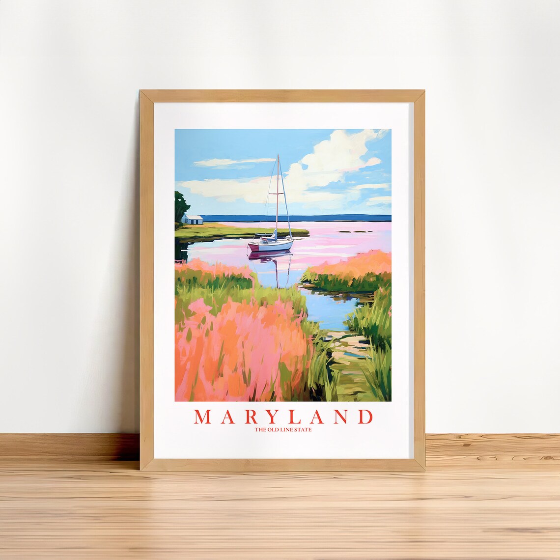Maryland Travel Poster, Retro Landscape Art Print
