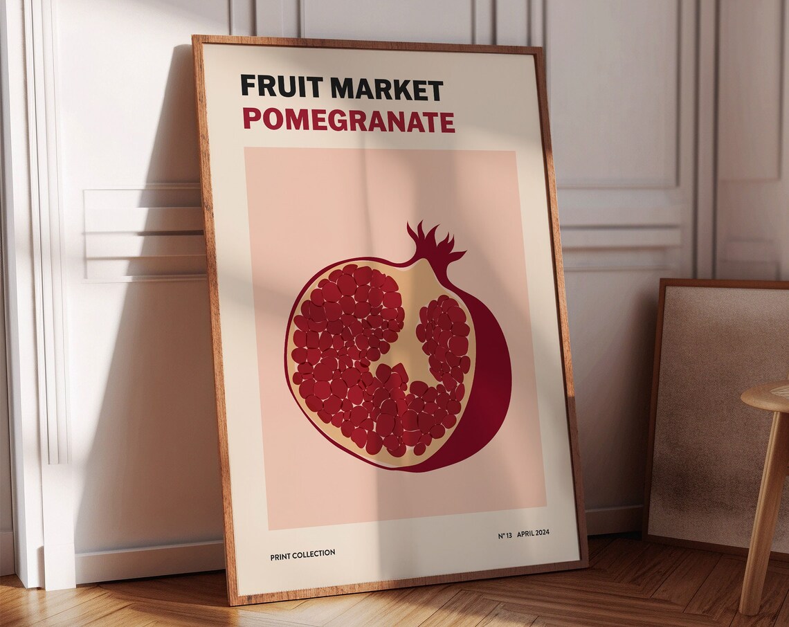 Pomegranate Fruit Market Abstract Poster Print