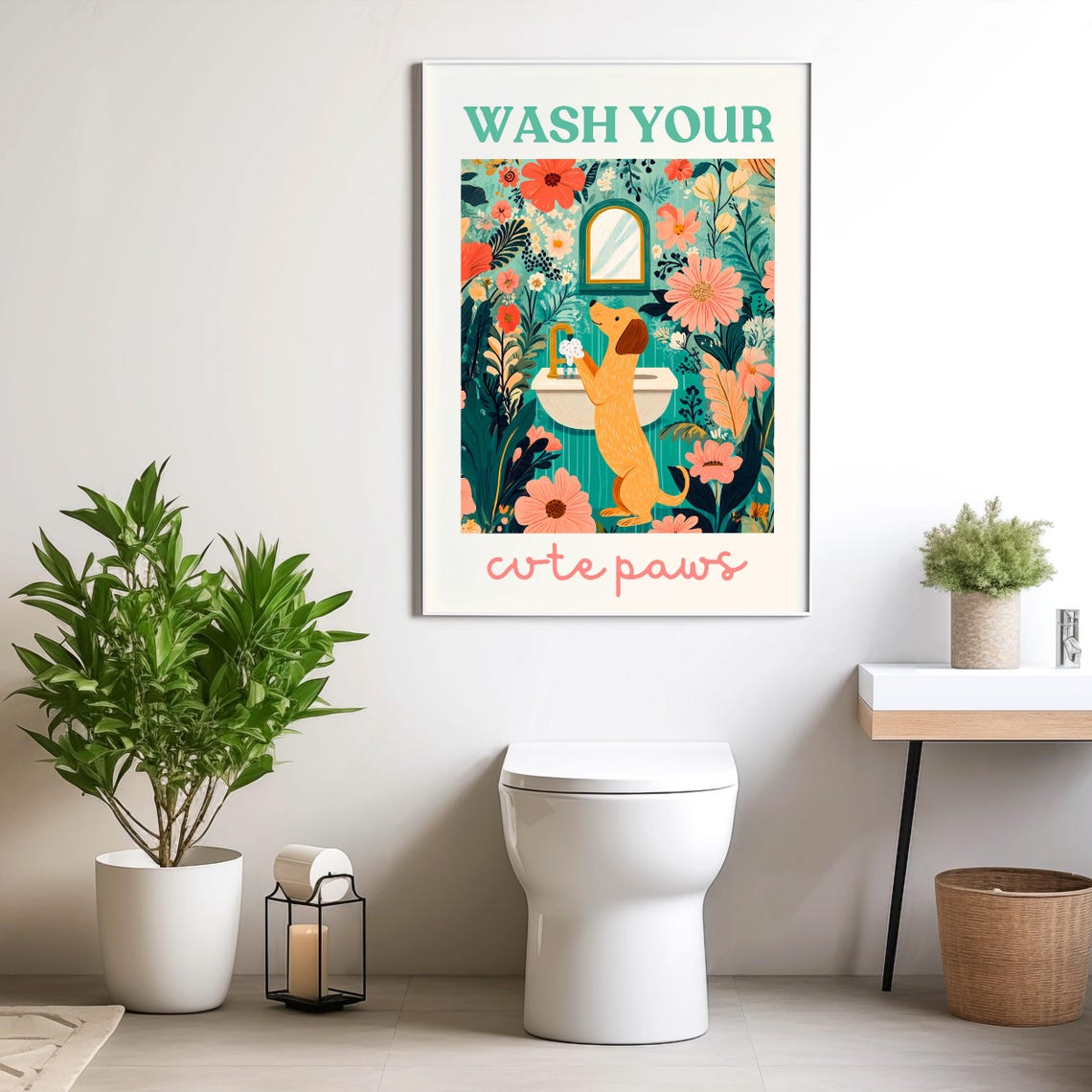 Wash Your Paws Dog Poster Kids Washing Up Print Kids Toilet Wall Art Cute Bathroom Poster Dog Lover Funny Bathroom Print Toilet Decor - Image 5