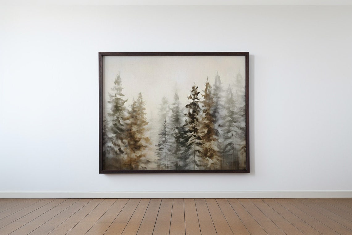 Whispering Pines A Misty Dawn Antique Print - Image 4