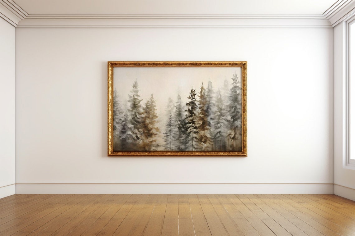 Whispering Pines A Misty Dawn Antique Print - Image 2