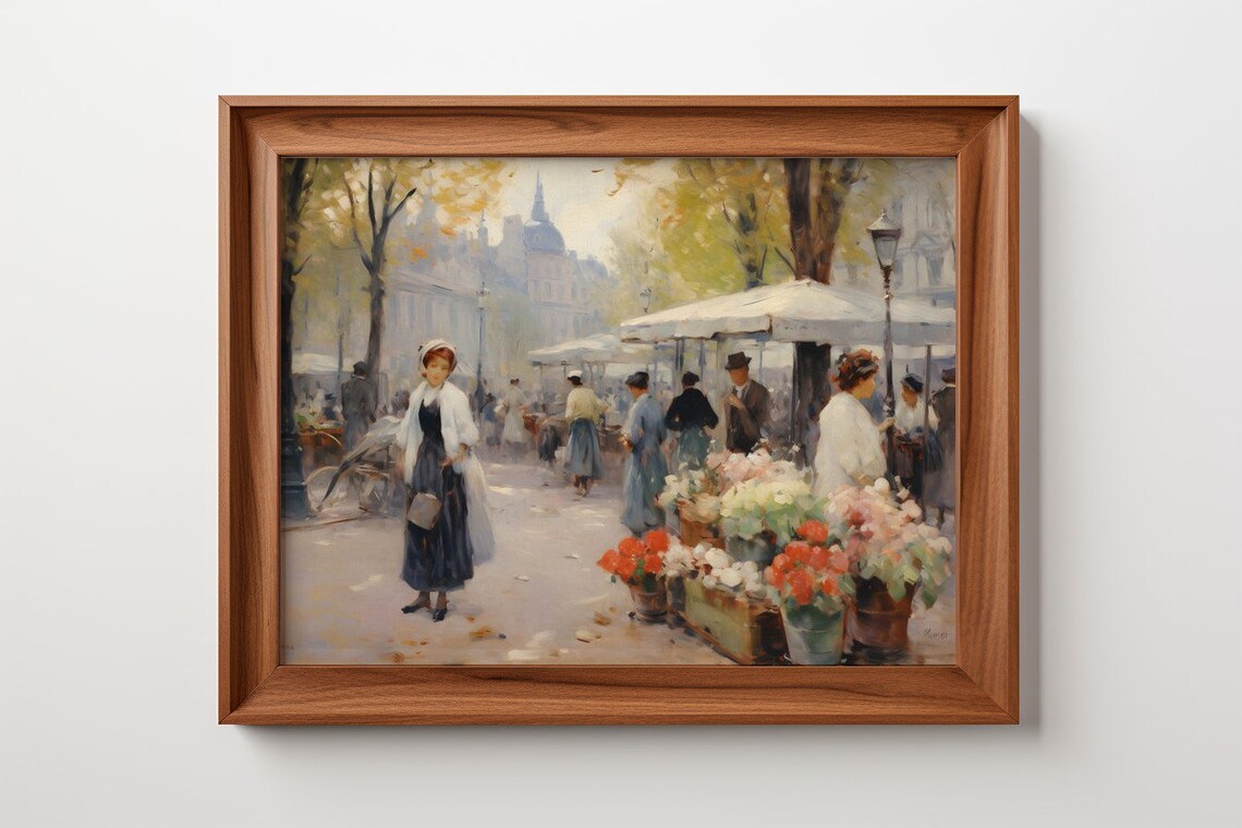 Morning Market In Paris, Antique Poster Print