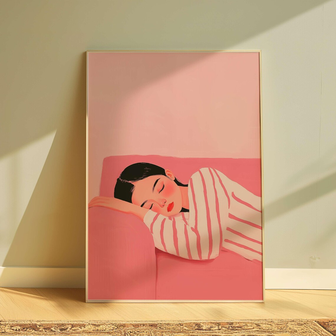 Pink Abstract People Art, Contemporary Minimalist Print