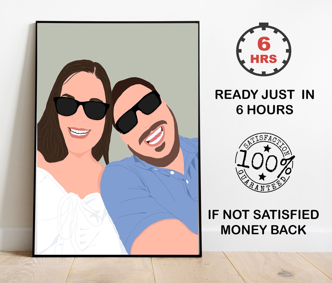 Faceless Sunglasses Couple Selfie Vector Illustration Poster