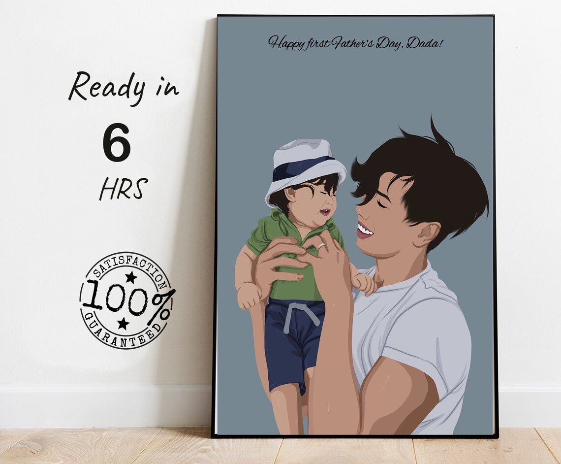 First Fathers Day Portrait of Dad Holding His Toddler Poster