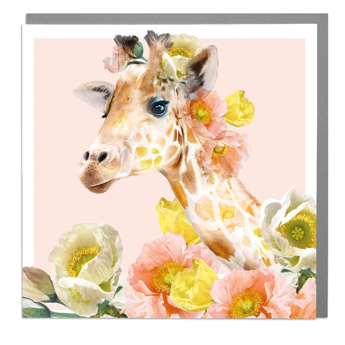 Giraffe With Poppies, Lola Design Art Print
