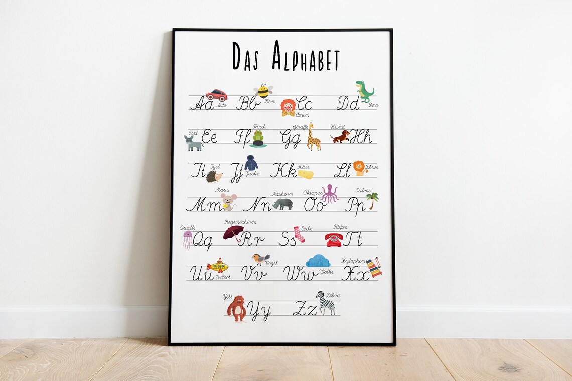 Alphabet Children Learning Poster, Kids Room Art Print