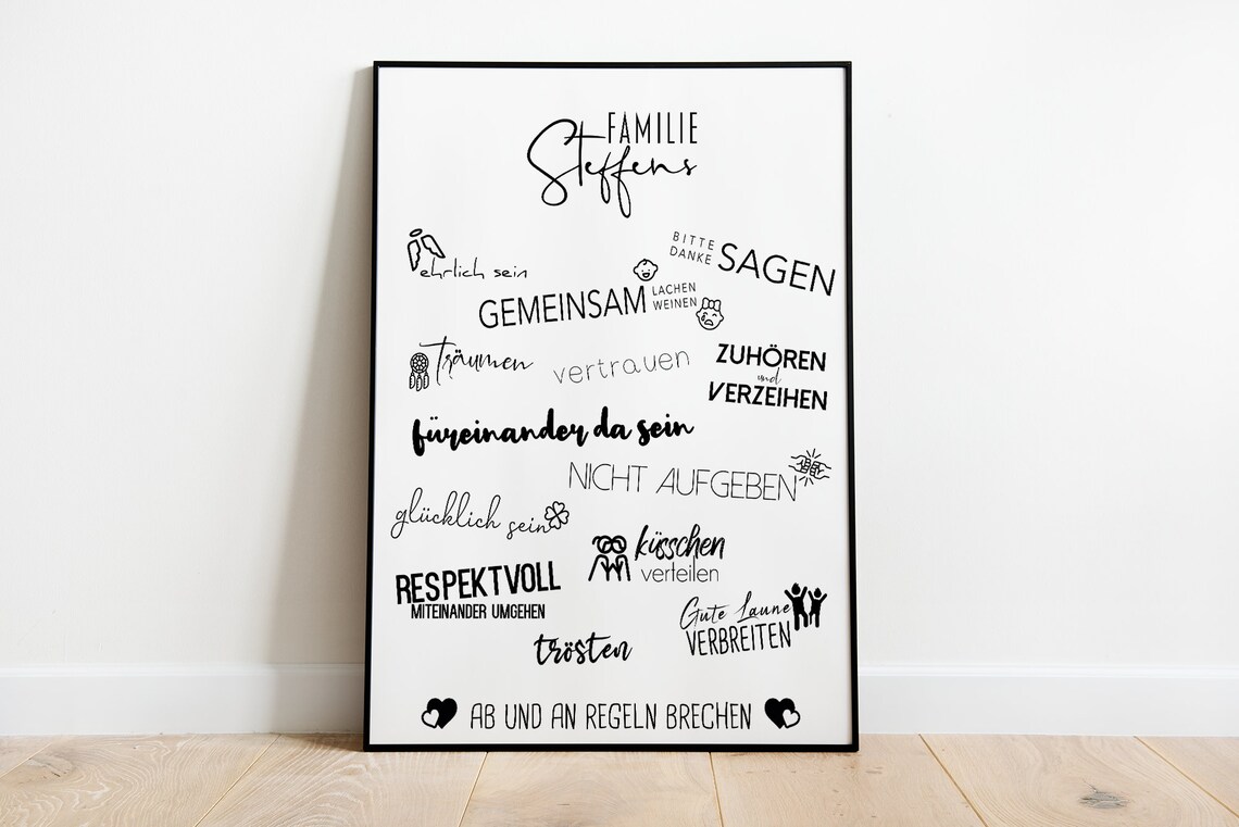 Personalized Family House Rules Typography Art Print
