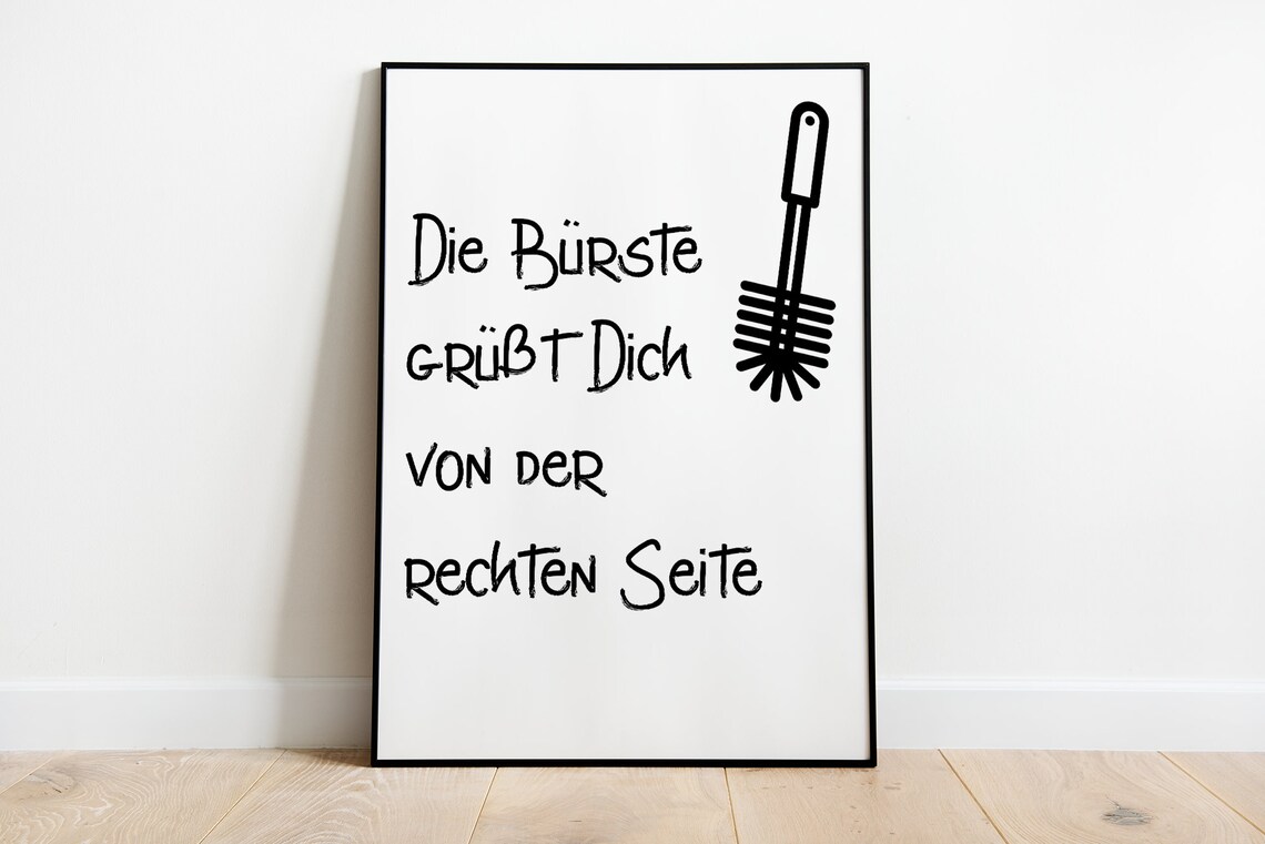 The Brush Greets You From the Right, Funny Bathroom Poster