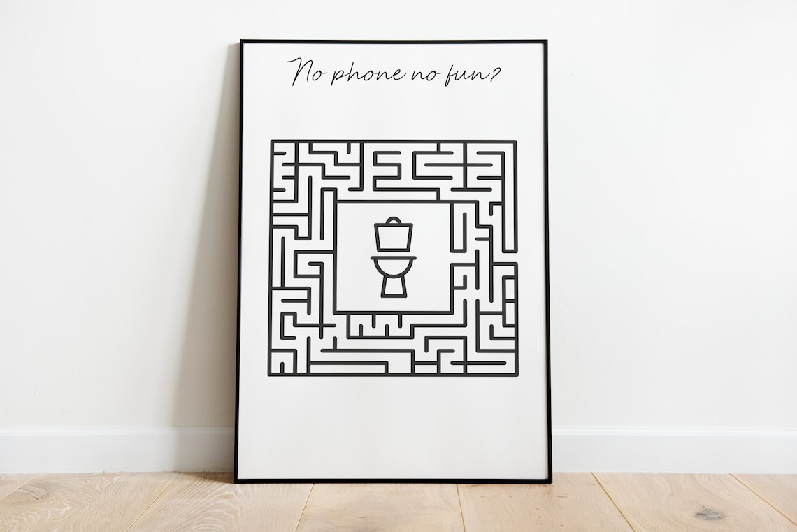 Forgot Your Phone Funny Toilet Puzzle Art Print