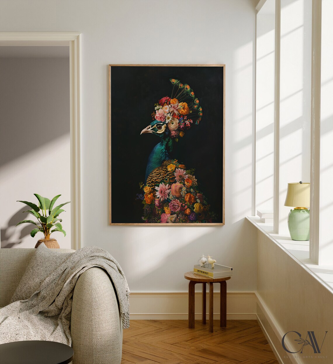 Peacock Maximalist Eclectic Animal Portrait Art Print