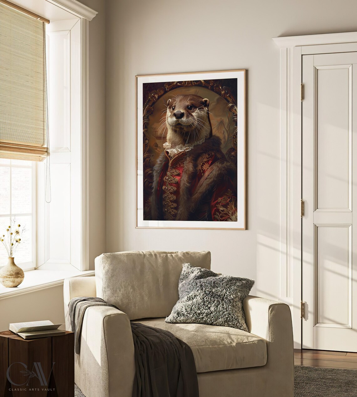 Otter in Royal Red Brocade Coat Grand Baroque Portrait Art Poster - Image 3
