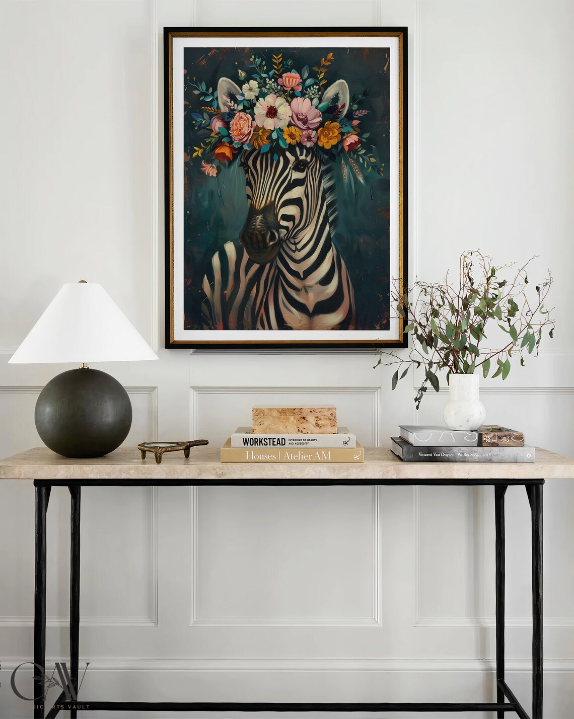 Zebra Maximalist Eclectic Animal Portrait Art Print - Image 4