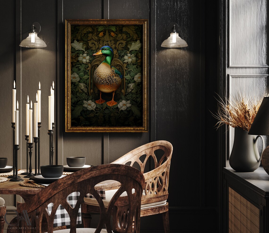 William Morris Inspired Mallard Duck Art Print, Nature - Image 2