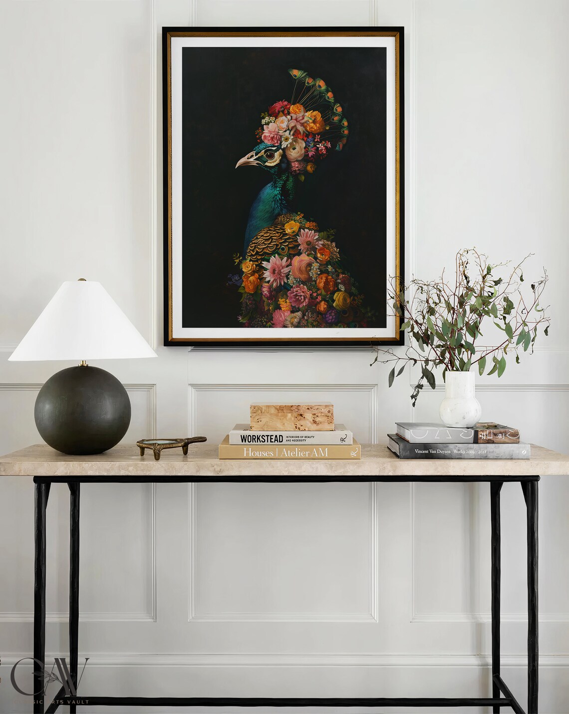 Peacock Maximalist Eclectic Animal Portrait Art Print - Image 3