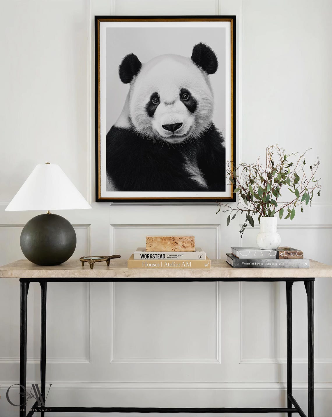 Giant Panda Close Up Black and White Portrait Photography Poster - Image 4