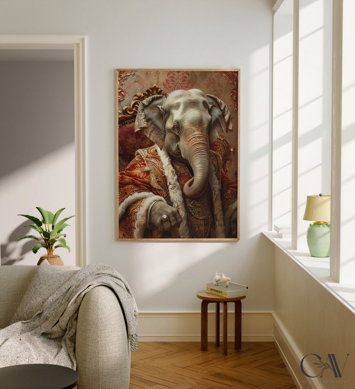 Elephant Royal Renaissance Portrait Ornate Robe Animal Wall Art - Image 3