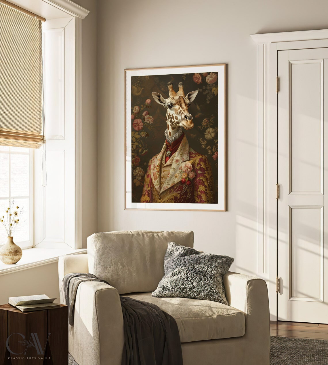 Giraffe Royal Renaissance Portrait Vintage Brocade Wall Poster - Image 3