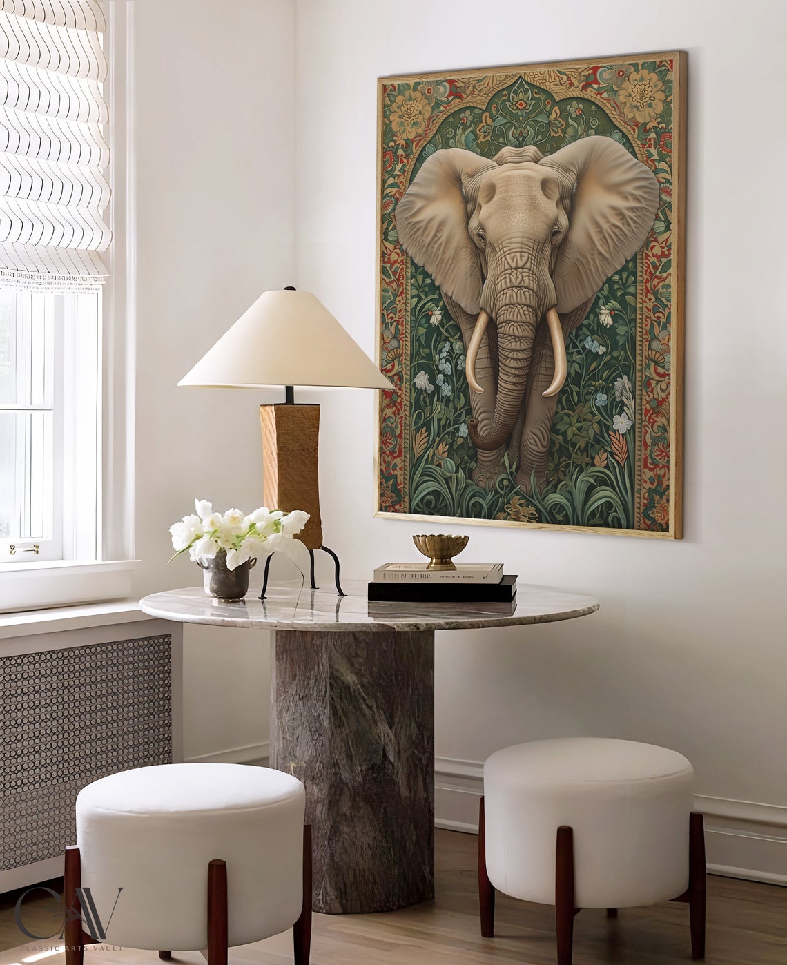 Elephant Botanical Arch Morris Style Vintage Wildlife Poster - Image 4