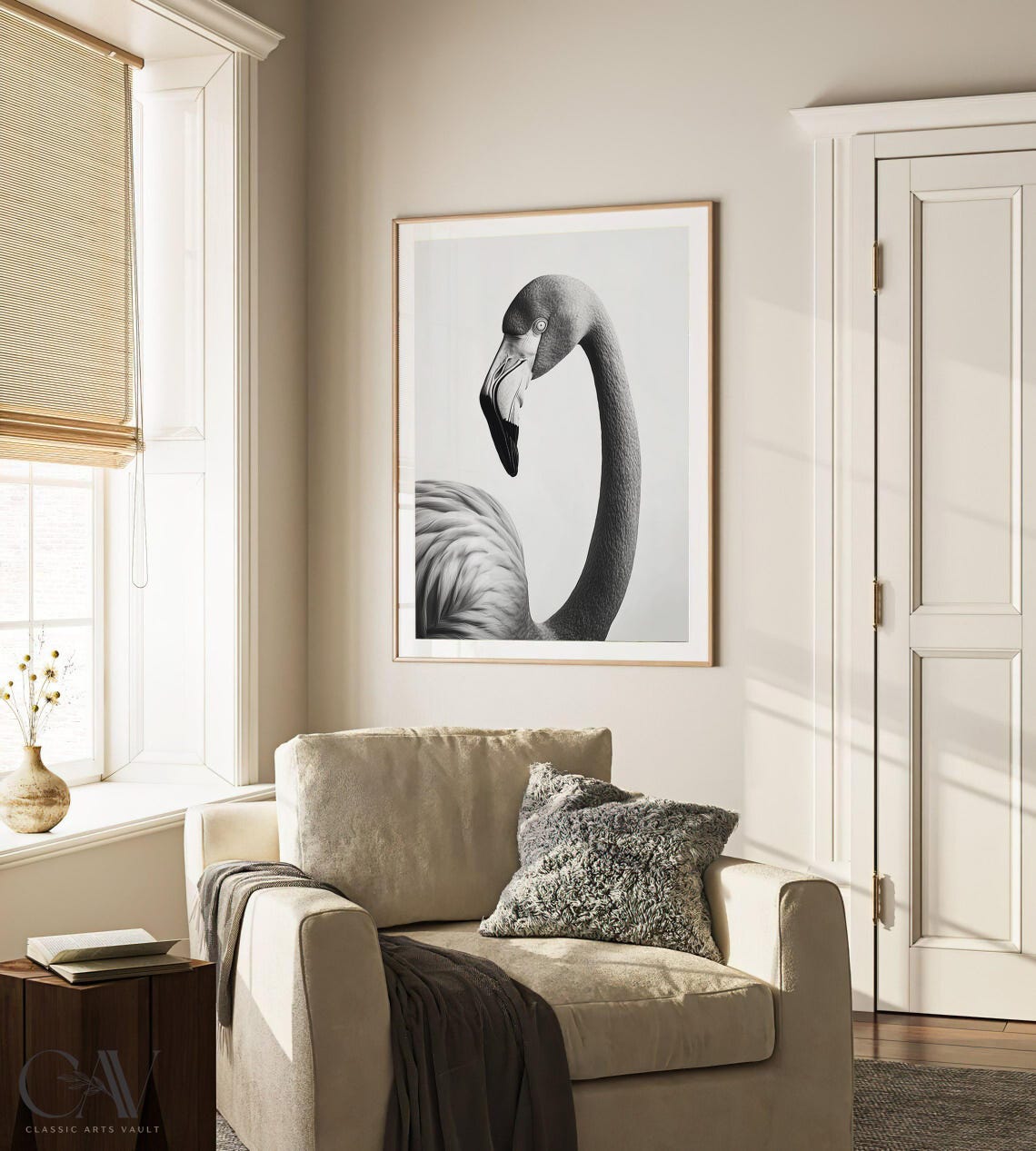 Black and White Flamingo Head and Neck Portrait Photography Poster - Image 3