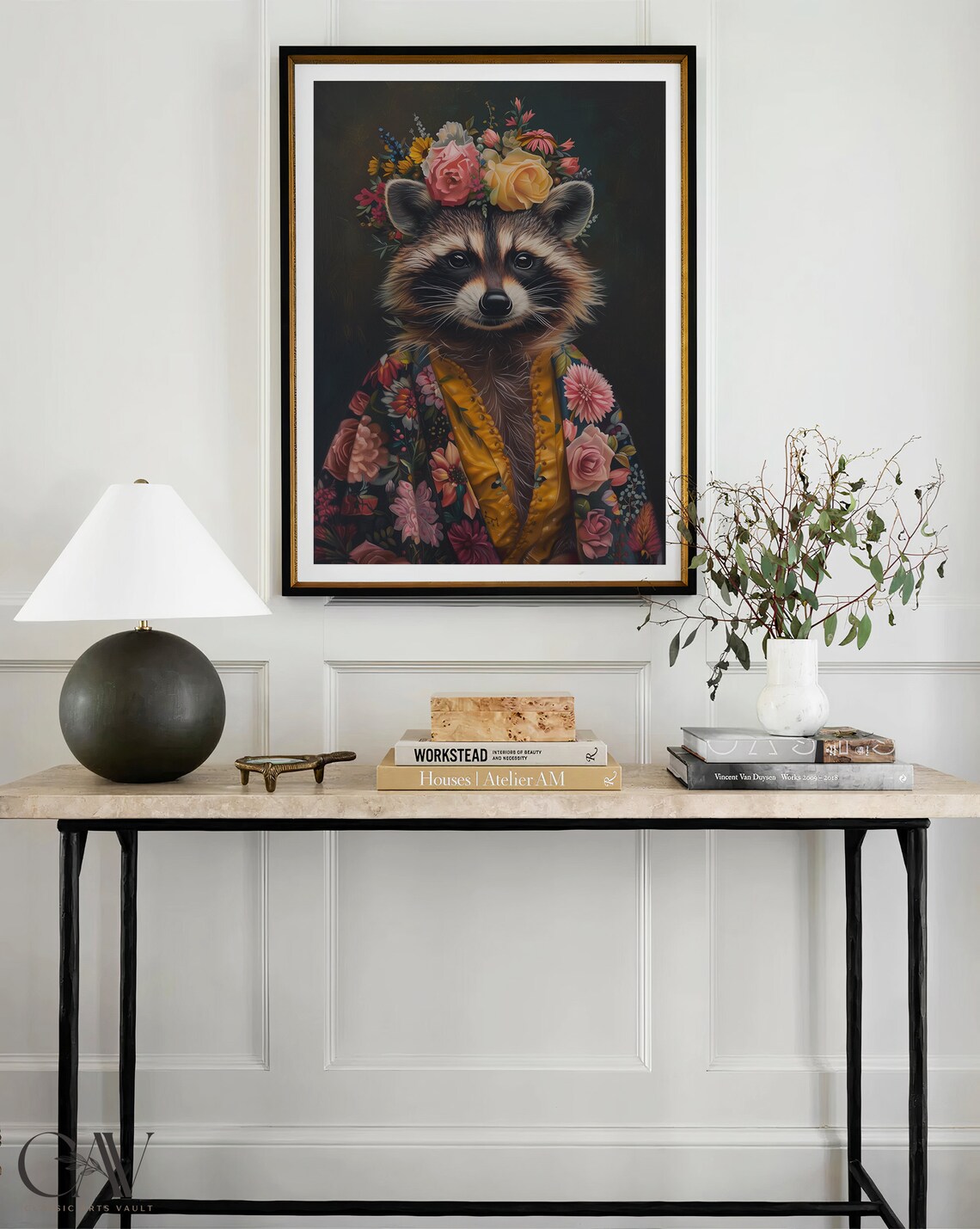Raccoon Maximalist Eclectic Animal Portrait Art Print - Image 4