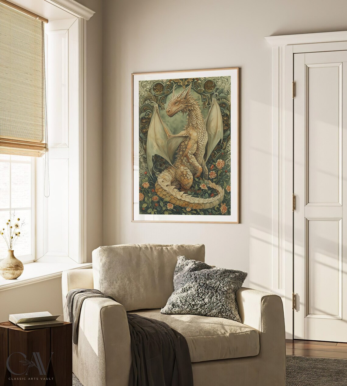 William Morris Inspired Dragon Art Print, Wall Decor - Image 2