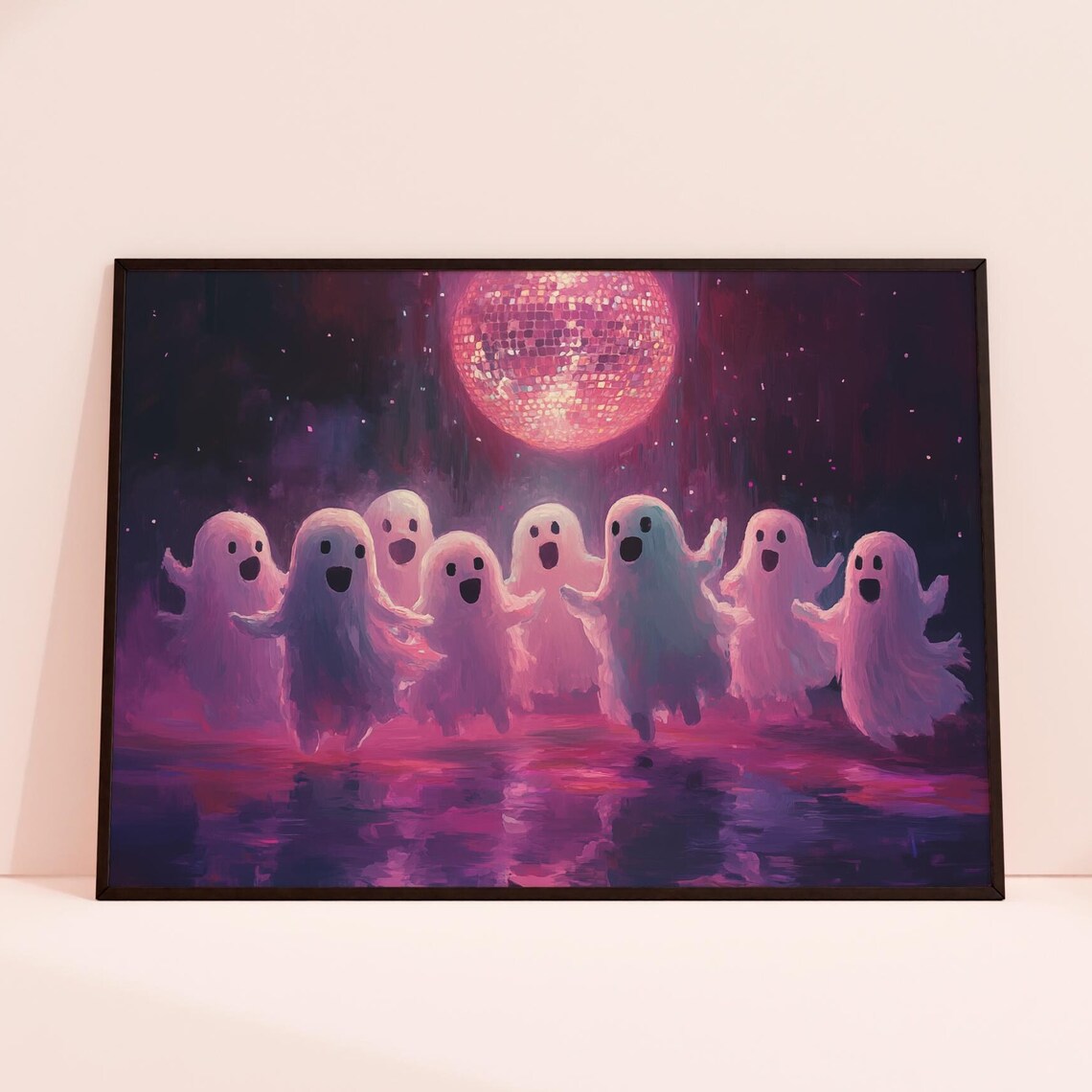 Ghosts Poster, Disco Ball Halloween Decor