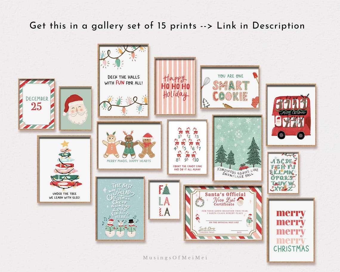 Happy Ho Ho Ho Holiday Pink Striped Christmas Typography Poster - Image 2
