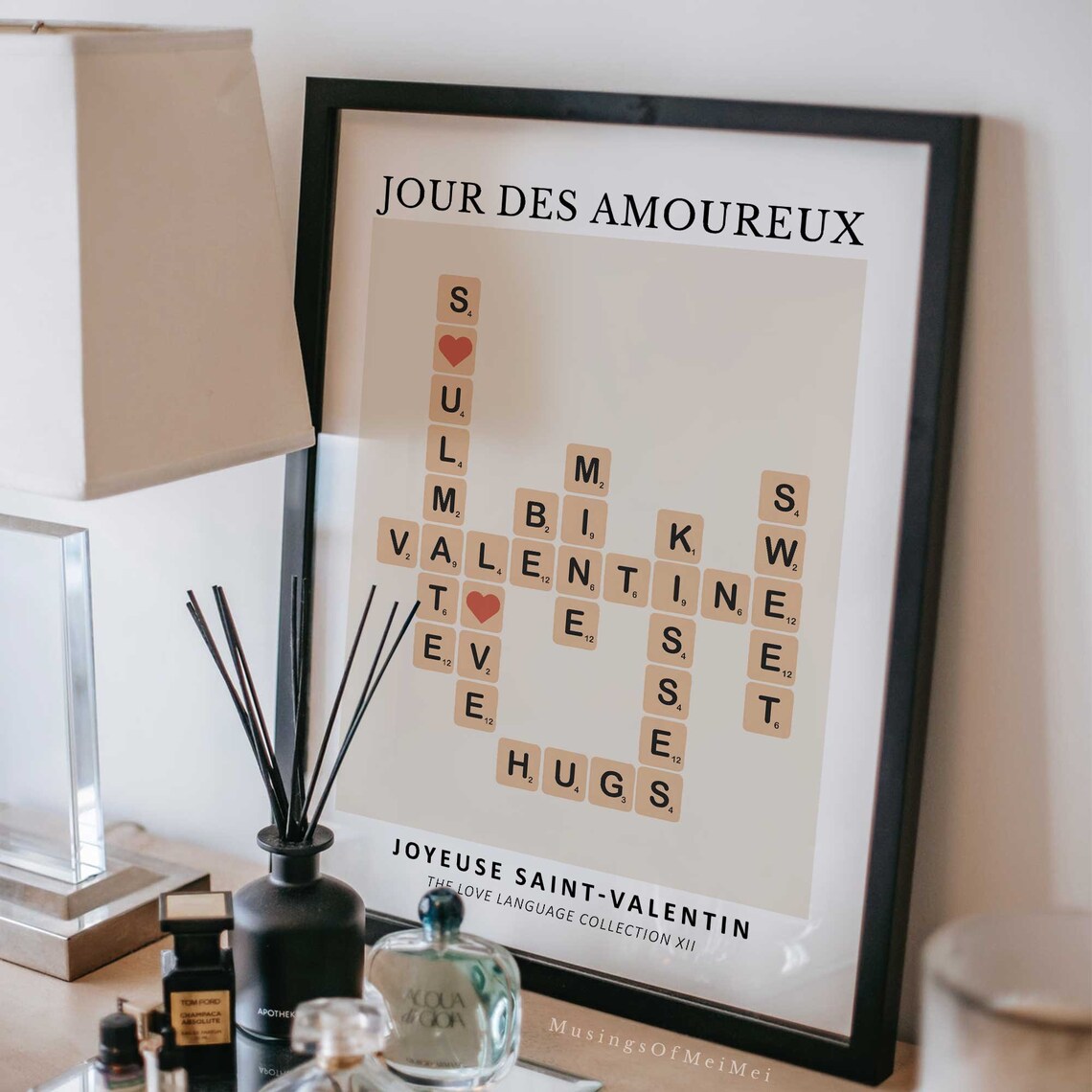 Valentines Day Scrabble Tile Love Art Print - Image 3
