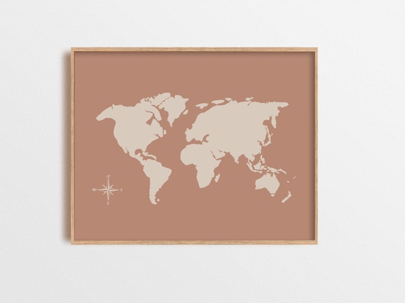 Map Print Abstract Boho Beige Blush Poster