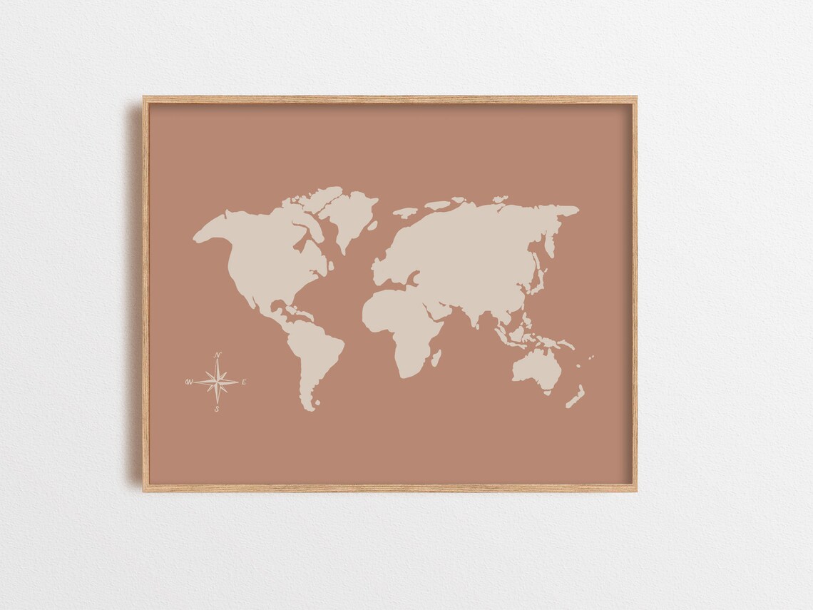 Map Print Abstract Boho Beige Blush Poster