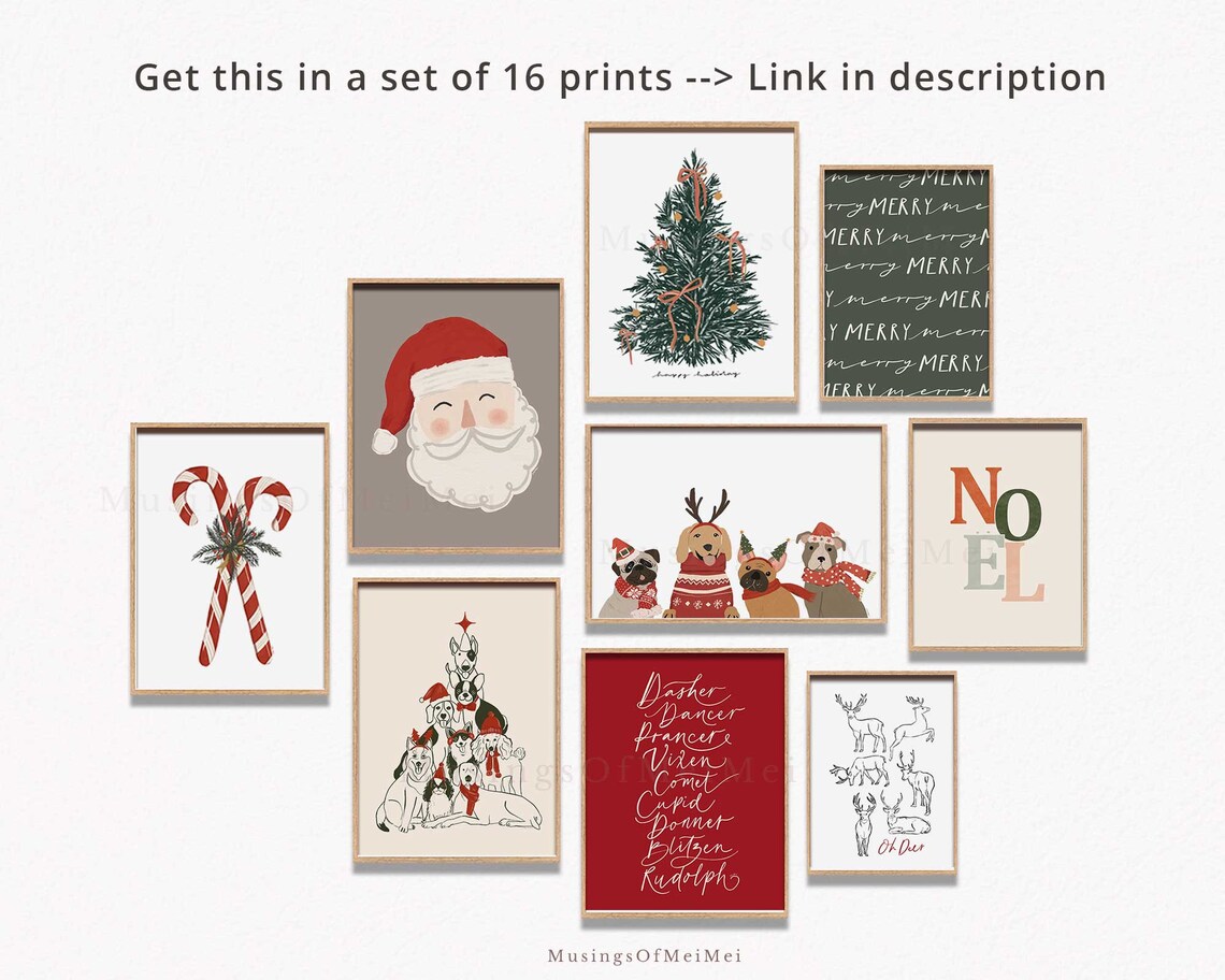 Holiday Dogs Christmas Dog Print, Winter Decor - Image 3