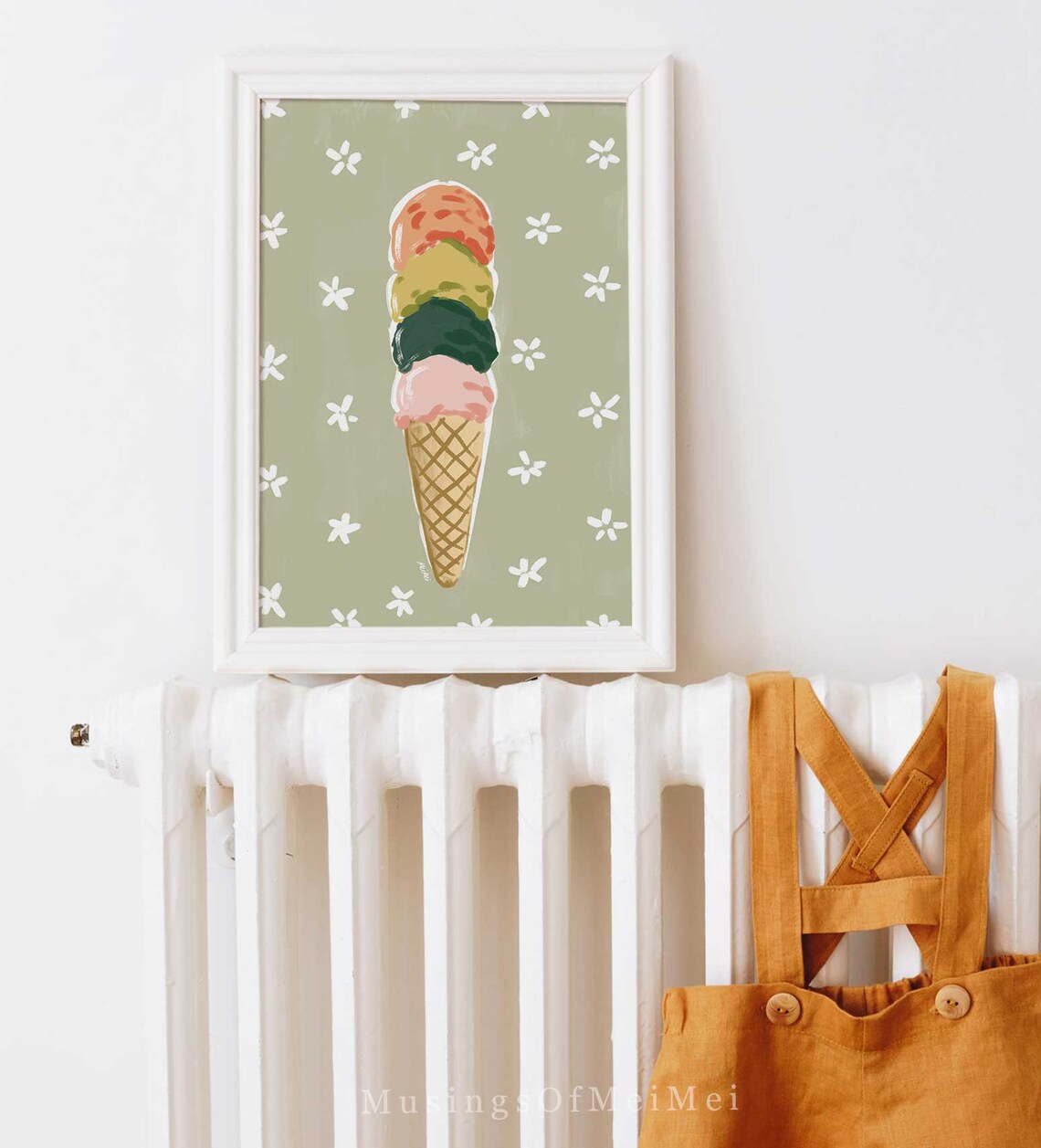 Whimsical Ice Cream Cone Art Print, Pastel Summer - Image 3