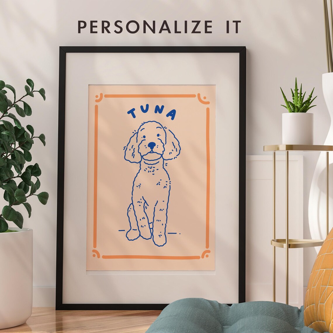 Custom Funky Pet Portrait, Modern Cat and Dog Poster