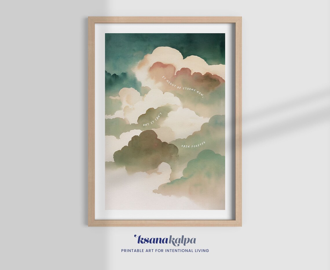 Can 27t Rain Forever Watercolor Art Print, Therapist Decor