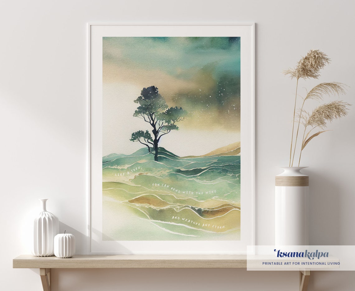 Bend With the Wind and Weather Any Storm Tree Watercolor Poster - Image 3