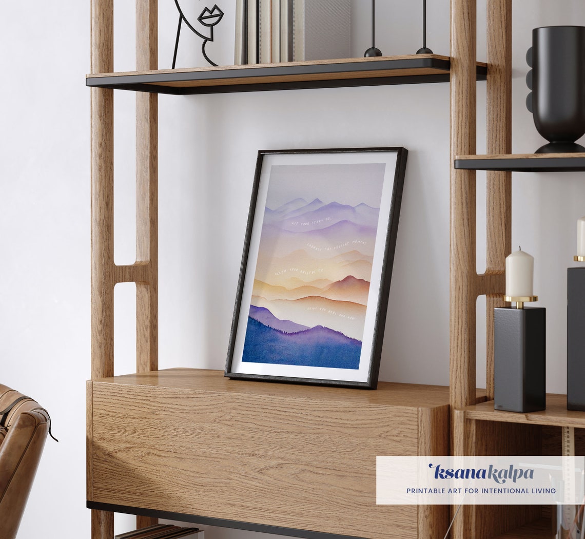 Let Your Story Go Pastel Mountain Layers Breath Mindfulness Poster - Image 3