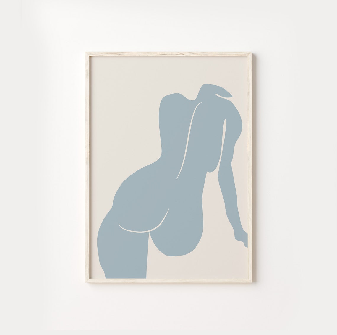 Dusty Blue Reclining Female Figure Abstract Body Minimalist Poster - Image 3
